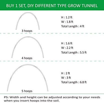 Gardzen Garden Hoops for Raised Beds - size: 17 ft x 6pcs