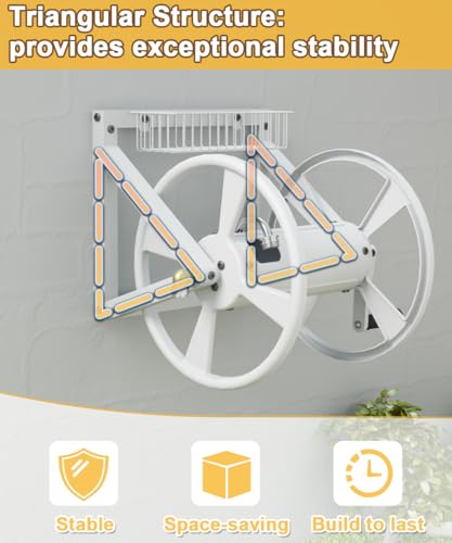 Artigarden Triangle Wall Mounted Garden Hose Reel Outdoor Hose Holder White - color: White