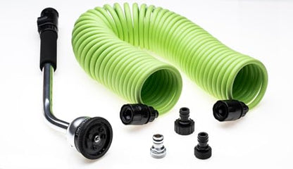 Condo Coiled Water Hose with Wand, 1/4-in x 80-ft, Pastel Green
