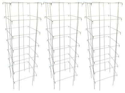 Happy Trees Large Heavy Duty Folding Tomato Cages, 3-Pack, Made in USA - color: Silver
