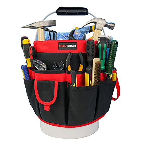 MELOTOUGH Bucket Tool Organizer With 35 Pockets Fits to 3.5-5 Gallon Bucket (Red) - color: Red