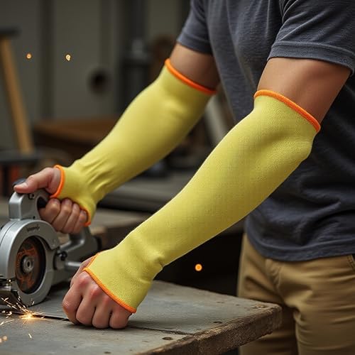G & F PRODUCTS 100% Kevlar fiber by DuPont Cut Resistant Knit Sleeve, Sold by 6-piece pack - color: Cut Level 3 With Thumslot 18 Inch