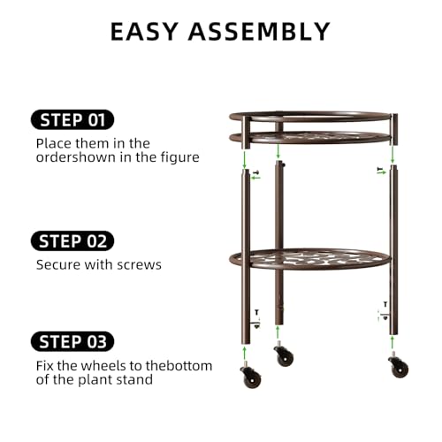 2 Tier Heavy Duty Rolling Plant Stand, 2 Pack Coffee - color: 2 pack coffee
