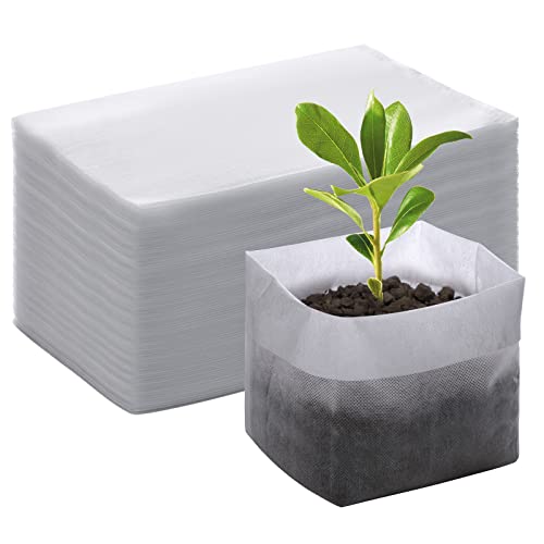 GREANER 100PCS Biodegradable Seedling Bags, 9.8x11 inches Thickened Non-Woven Plant Nursery Bags, Transplant Pots Grow Pouch for Vegetables, Flowers, Fruits, Trees, Home Garden Supply - size: 9.8"x11"/100pcs