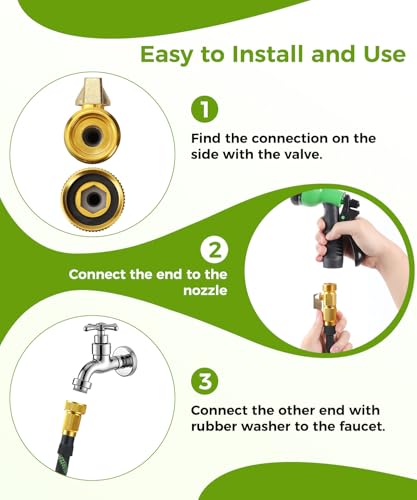 150ft Garden Hose，Non-Expandable Water Hose with 8 Function Spray Nozzle, Burst-Resistant，Kink-Free，Lightweight，Durable & Flexible 3/4" Garden Hose for Gardening, Yard，Lawn, Car Washing - size: 150ft