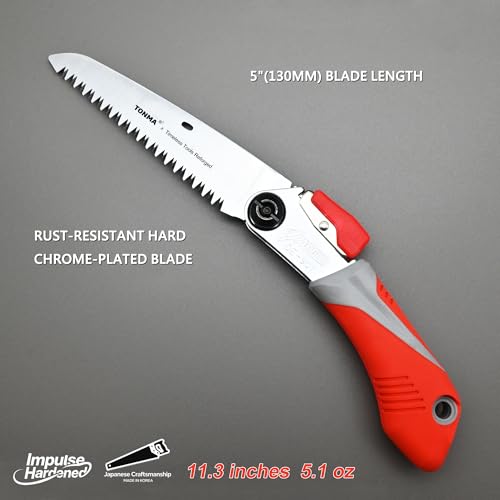 TONMA 5" Pocket Folding Saw, Made in Korea, 130mm Medium Teeth - size: 5 inches (130mm)