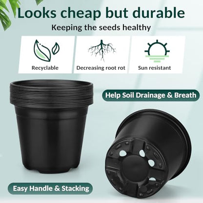110 Pcs Small Plastic Palnt Pot, 4 5 6 Inch Nursery Pots with Drainage, Seedlings Starter Pots for Plants, Great for Herbs, Cuttings, and Starter Plants (110 pcs,5 inch) - size: 5 inch