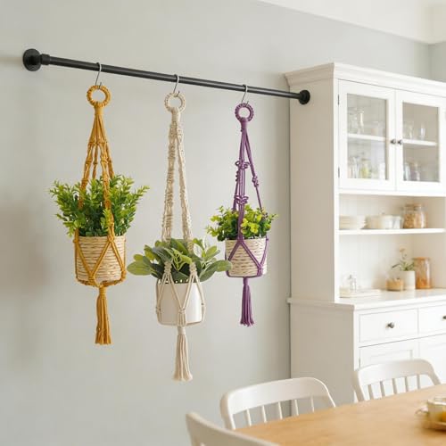 Macrame Plant Hangers Indoor, 3 Pack Ceiling Flower Pot Holder Macrame Plant Pots, Decorative Boho Plant Holders Set Macrame Hanging Planters (NO Plant Included)