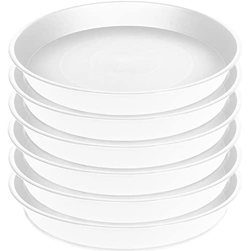 6 Pack Plastic White Plant Saucers for Potted Plants, 4 5 6 7 8 9 10 11 12 14 inch, Flower Pot Water Trays for Indoor Outdoor Ceramic or Plastic, Plant Containers Indoor (6", Creamy White) - color: Creamy White, size: 6"