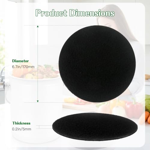 10 Pack Activated Charcoal Filters for Compost Pail, Countertop Kitchen Bin Refills, 6.7 Inch