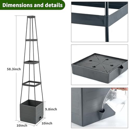 2 Pack Raised Garden Bed, Planter Boxes with Trellis 58.3'' Tomato Planters for Climbing Vine Vegetables Flowers Plants Self Watering Tomatoes Cage for Outdoor Patio Greenhouse - size: 58.3inch 2 Pack
