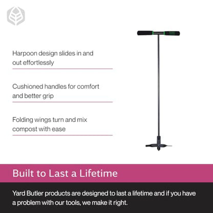 Yard Butler Aerator for Compost, Cushioned & Long Handle, ICA-36 - size: Compost Aerator