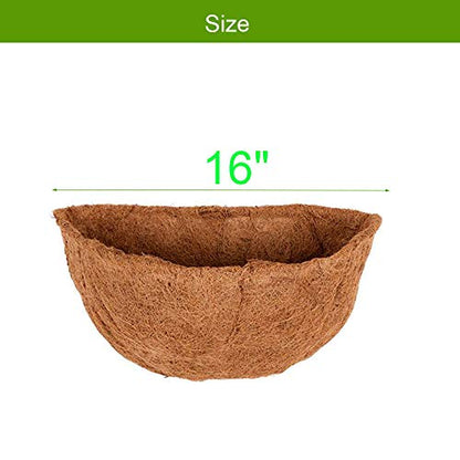 2 PCS Half Round Coco Liner 16" Nature Hanging Wall Basket Liners - size: 16 Inch