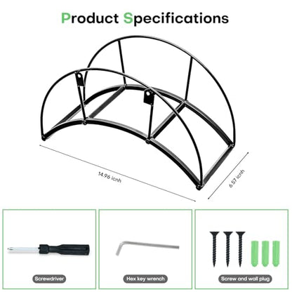 Heavy Duty Metal Garden Hose Holder Wall Mount – Outdoor Hose Hanger, Water Hose Holder, Garden Hose Rack, Beam Hose Rack, Extension Cord Holder Wall Mount (BLACK) - size: 8.27in