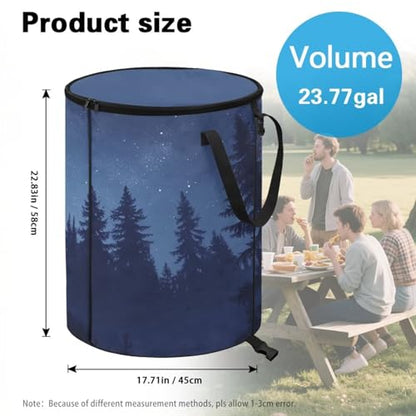 BIGCARJOB Forests Foldable Trash Can Outside Waste Basket Bin Water Resistant Garbage Bag Recycling Bin Trash Can with Lid and Clip(23 Gallons), 22.83x17.71 in - color: Forests