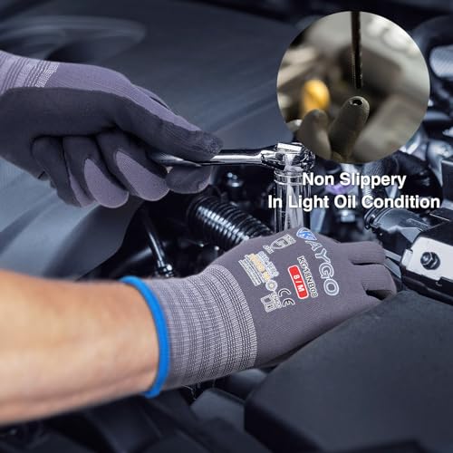KAYGO Safety Work Gloves, MicroFoam Nitrile Coated, Men Women,KG18N - color: Gray, size: Medium