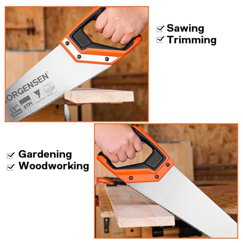 JORGENSEN 15 Inch Pro Hand Saw, 8 TPI Fine Cut Aluminum Handle - style: 15 Inch