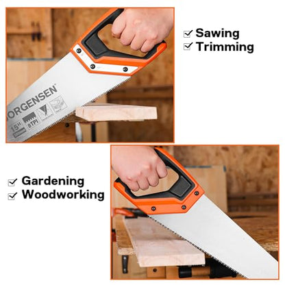 JORGENSEN 15 Inch Pro Hand Saw, 8 TPI Fine Cut Aluminum Handle - style: 15 Inch