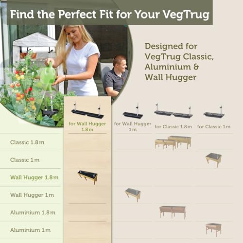 VegTrug Self Watering Kit for Wall Hugger Medium 1.8m Planter, Black - Reservoir System with Water Level Indicator, Prevents Overwatering, Easy Fill Tube & Funnel, Durable Plastic Construction - size: Medium 1.8m