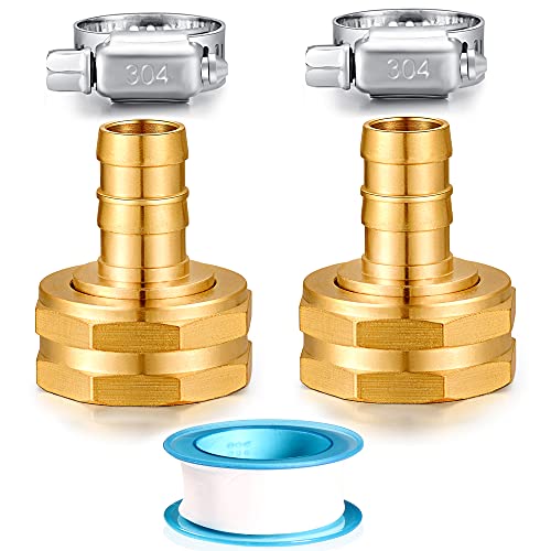 Solid Brass Garden Hose Repair kit Connector with Stainless Steel Clamps, Male Adapter/Female Garden Hose Swivel Fitting… (1/2" Barb x 3/4" Female -2 Sets) - size: 1/2" Barb x 3/4" Female -2 Sets