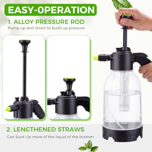 4 Pcs Plastic Handheld Pump Sprayer 1/2 Gallon Garden Pressure Spray Bottle with Adjustable Brass Nozzle Water Pump Sprayer for Plants Cleaning Household Gardeners Tasks (Clear) - color: Clear