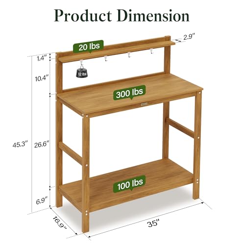 YEFU Potting Table, All-Weather Resistant,Teak - color: Teak, size: Classic