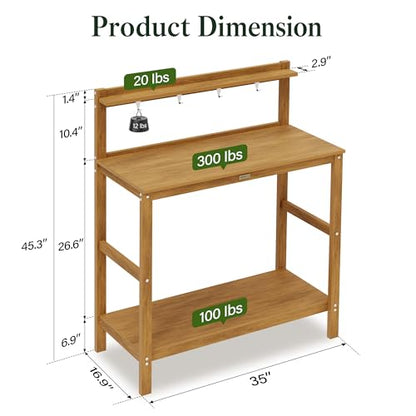 YEFU Potting Table, All-Weather Resistant,Teak - color: Teak, size: Classic