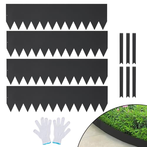 VEVOR Steel Landscape Edging, 4-Pack Steel Garden Edging Borders, 40" L x 12" H Strips, Hammer-in Edging Border with 6 Clips, Bendable Metal Landscape Edging for Yard, Garden, Lawn - size: 40" L x 12" H,4 Pack, style: Modern