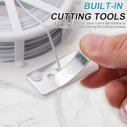 HARFINGTON 2pcs Twist Tie with Cutter 65.6FT (20m) Garden Plant Ties Wire - color: White, size: 65.6FT