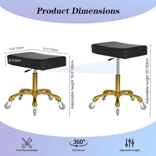 Antlu Rolling Stool Heavy Duty with Wheels Heavy Duty 450lbs, Black - color: Black