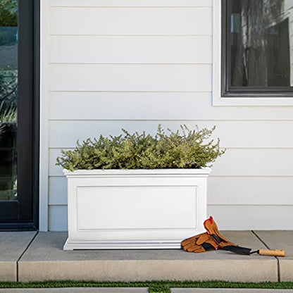 Veradek Brixton Series Long Planter - Rectangular Outdoor Planter - color: White