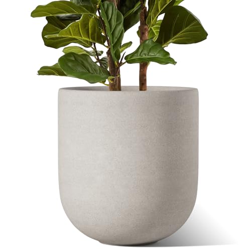 LE TAUCI 12 Inch Ceramic Pots for Plants, Large Planter, Neutral Gray - color: Neutral Gray, size: 12“