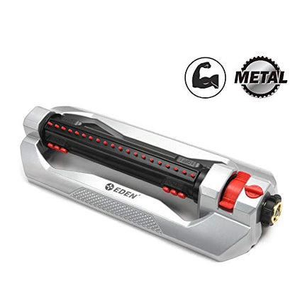 Eden 96216 Heavy Duty Turbo Oscillating Sprinkler, Covers Up to 4,900 sq. ft., 20 Precision Nozzles, Aluminum Base, Flow and Width Control, Adjustable Range, Quick Connects, Filters - style: With Triple Nozzle Switches