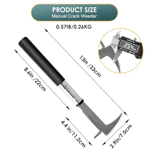 BARAYSTUS Crack Weeder, Stainless Steel Manual Crevice Weeding Tool,13" Weed Grabber Remover, L-Shaped Manual Weeder Puller, Durable Crevice Weeding Tool for Sidewalk Garden Patio Lawn - size: 13 inch