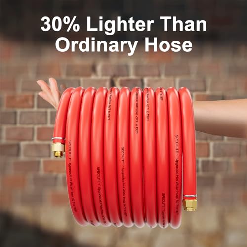 SPECILITE 1" x 50FT Hot/Cold Rubber Garden Water Hose, -50℉-190℉, Red - color: 1"ID Red, size: 50ft
