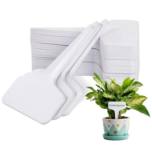 60PCS Plant Labels, Waterproof T-Type Plant Tags, Garden Labels for Outdoor Indoor Patio Flower Vegetable, White