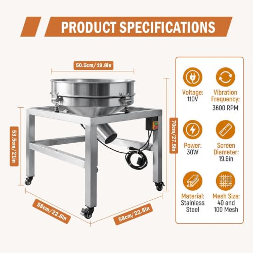 Sidasu 19.6“Automatic Vibrating Sifter Machine,40/100 Mesh, 110V - size: With（40+60）mesh