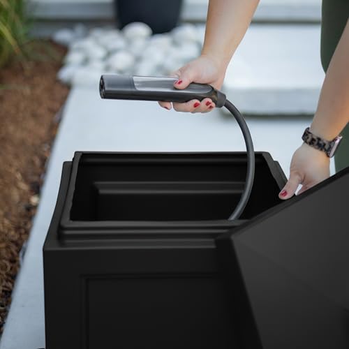 Mayne Fairfield Garden Hose Bin - Black - 17in L x 17in W x 18in H - Holds up to 100 ft. of standard garden hose (5858-B) - color: Black