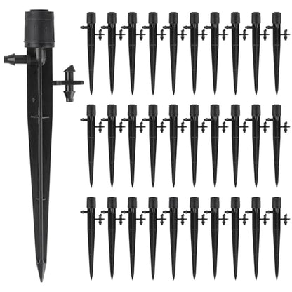 PineHaven 30 Pcs Drip Irrigation Emitters, Adjustable 0-20 GPH Drippers with Stake, 360 Degree Micro Sprinkler Heads for 1/4 Inch Tubing, Garden Lawn Flower Bed Watering System, Easy Installation ﻿