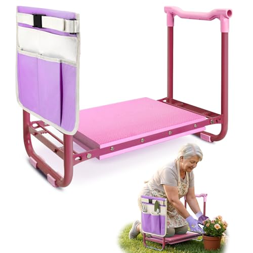Garden Kneeler and Seat Heavy Duty, Foldable Gardening Stool Bench - color: Purple