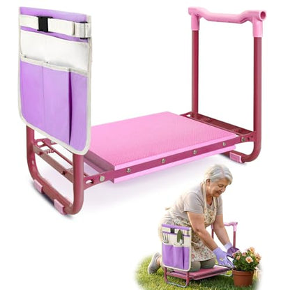 Garden Kneeler and Seat Heavy Duty, Foldable Gardening Stool Bench - color: Purple