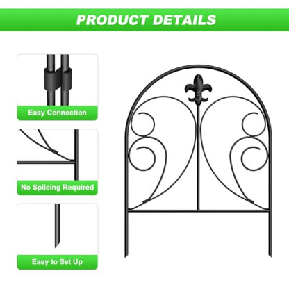 Decorative Garden Fence 10 Pack, Total 22in(H) x 10ft(L) - size: 22in x 10.8ft