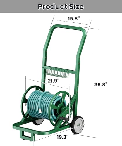 Artigarden Garden Hose Reel Cart with Wheels, Outdoor Water Hose Cart Green - color: Green, size: Holds 165 ft