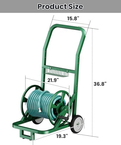 Artigarden Garden Hose Reel Cart with Wheels, Outdoor Water Hose Cart Green - color: Green, size: Holds 165 ft
