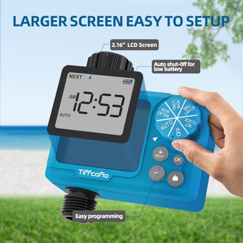 TiFFCOFiO Sprinkler Timer Outdoor, Digital Pogrammable for Garden Hose, Irrigrtion Timer with Rain Delay and Manual Mode - size: Standard, 2 Packs
