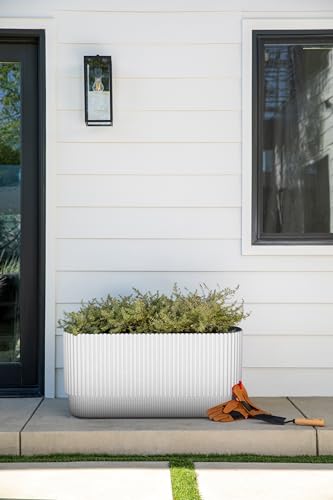 Veradek Demi Series Long Planter - Wide Outdoor Planter - color: White, size: 30 inch - 2 Pack