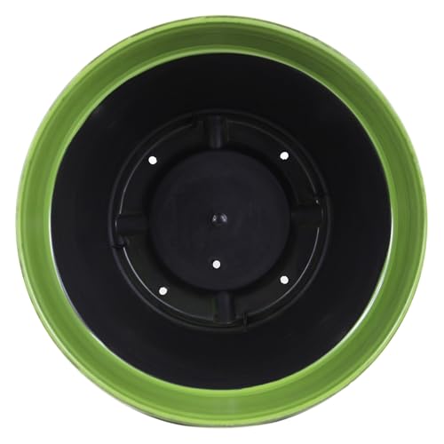 Garden Elements Indoor/Outdoor Glazed Brushed Happy Plastic Planter, Large, Dark Green, 15" - color: Dark Green