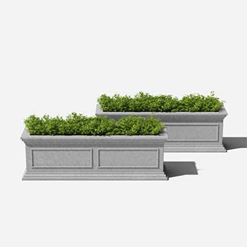 Veradek Brixton Series Window Box Planter - Rectangular Outdoor Planter - color: Gray, size: 11"H x 11"W x 36"L - 2 Pack