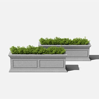 Veradek Brixton Series Window Box Planter - Rectangular Outdoor Planter - color: Gray, size: 11"H x 11"W x 36"L - 2 Pack