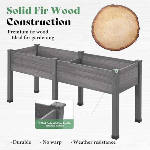 AMERLIFE Raised Garden Bed, 72x24x30 Inches Elevated Wood Planter Box - color: Gray, size: 6x2 FT-Regular